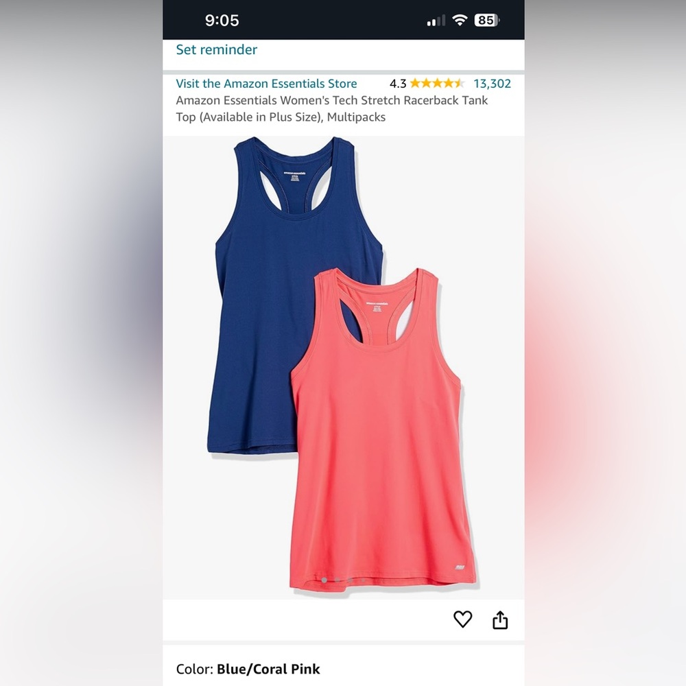 NWT Amazon Essentials Stretch Racerback Tank